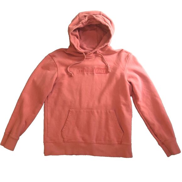 American Eagle Embroidered Hoodie Womens Size S Y2k Pink Mauve Soft Comfycore - Picture 7 of 12